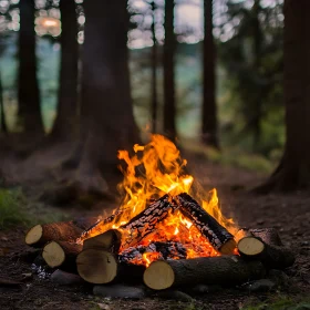 Peaceful Bonfire in the Woods