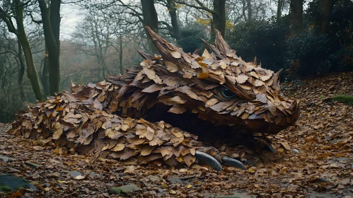 Autumnal Dragon in Woodland Scene