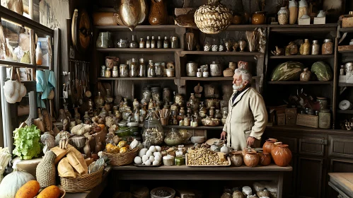 Old Man in a Vintage Pantry