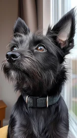 Attentive Black Dog Close-Up