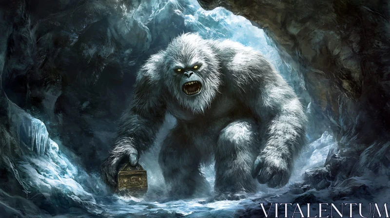 AI ART Abominable Snowman with Treasure Chest