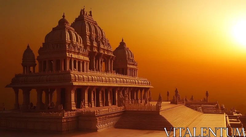 Golden Temple at Sunset AI Image