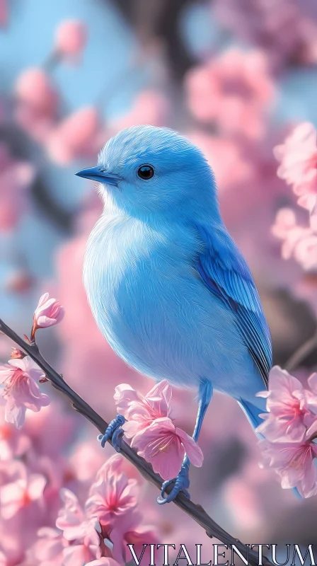 AI ART Springtime Serenity with Bluebird