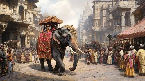 Ceremonial Elephant in Historic Procession