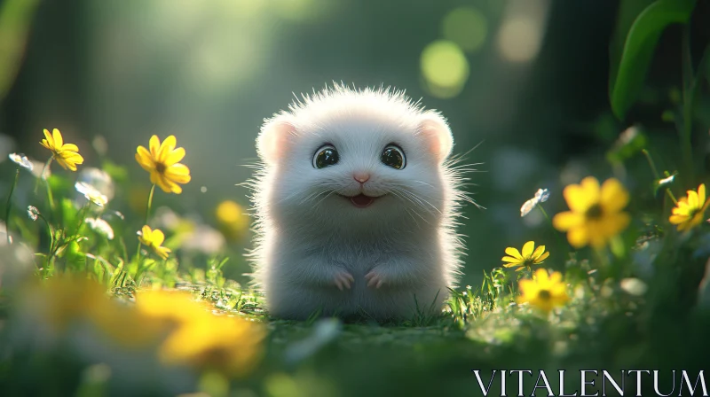 AI ART Charming Hamster Among Flowers