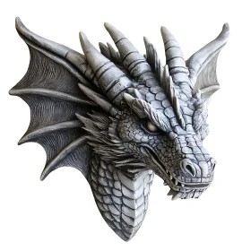 Grey Dragon Sculpture Wall Decor