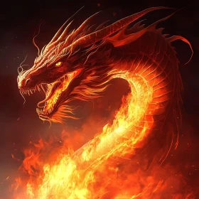 Dragon in Flames Fantasy Art