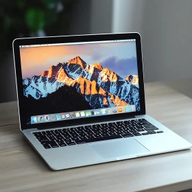 Laptop Featuring Mountain Scene