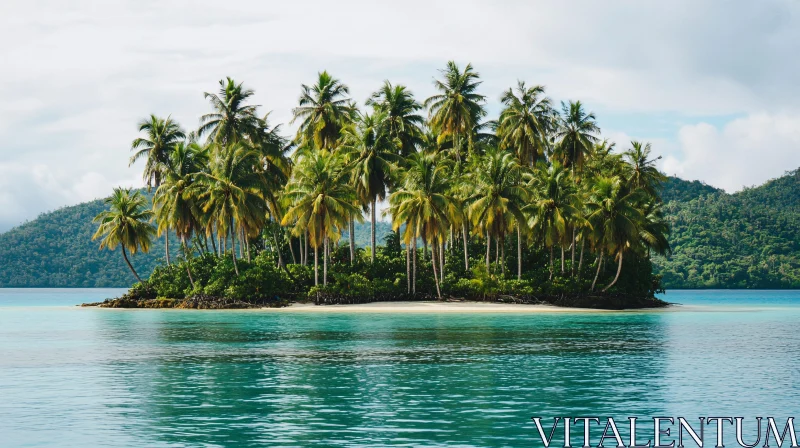 AI ART Tranquil Palms on a Secluded Island