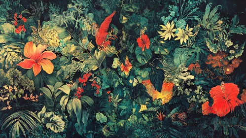 Lush Jungle Flower Artwork