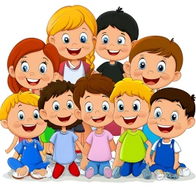 Smiling Children Cartoon Character Collection