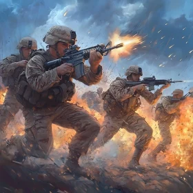 Military Unit Under Fire