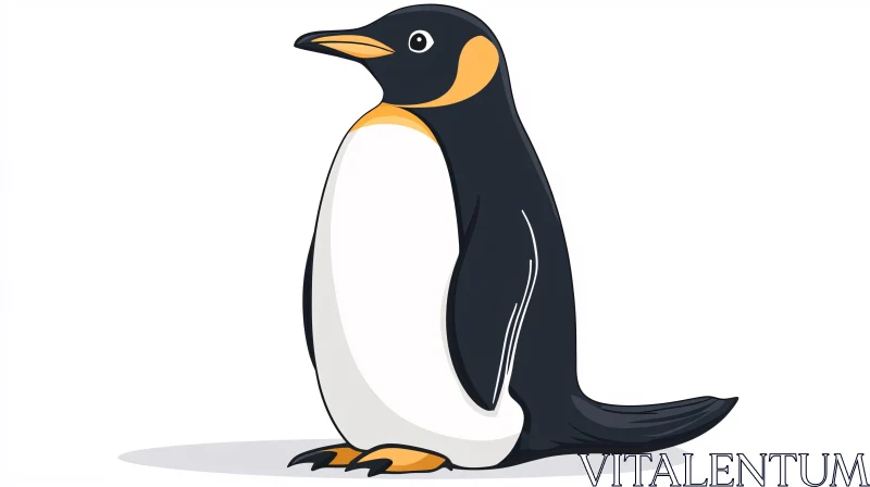 AI ART Illustrated Penguin with Orange Accents