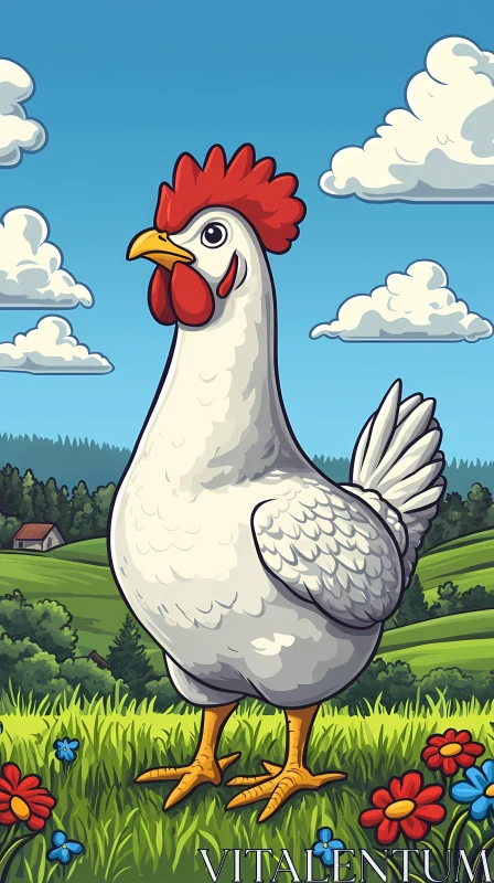 Cartoon Chicken Illustration AI Image