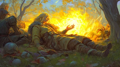 Warrior Resting with Magic Light