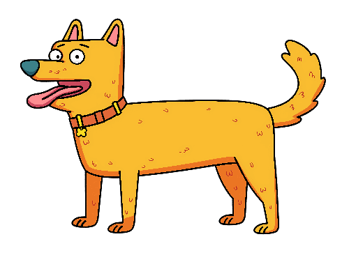 Cartoon Dog with Goofy Expression and Wagging Tail POD Design