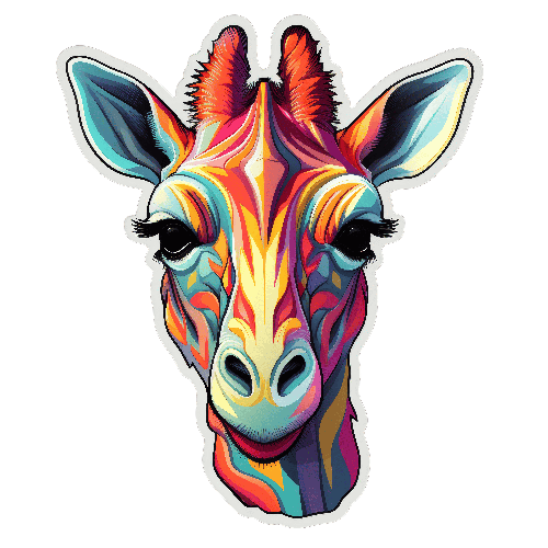 Colorful Giraffe Face Illustration for T-Shirt Design POD Design