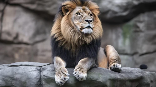 Lion on the Rocks