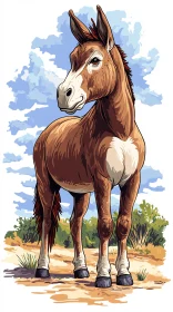 Donkey Art in Pastoral Landscape