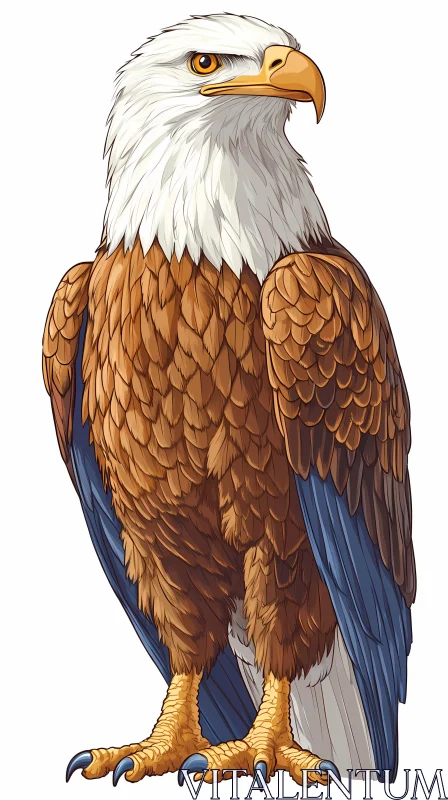 Illustrated Portrait of a Majestic Eagle AI Image