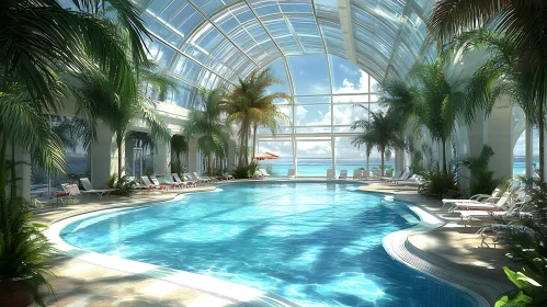 Elegant Indoor Pool with Sea View