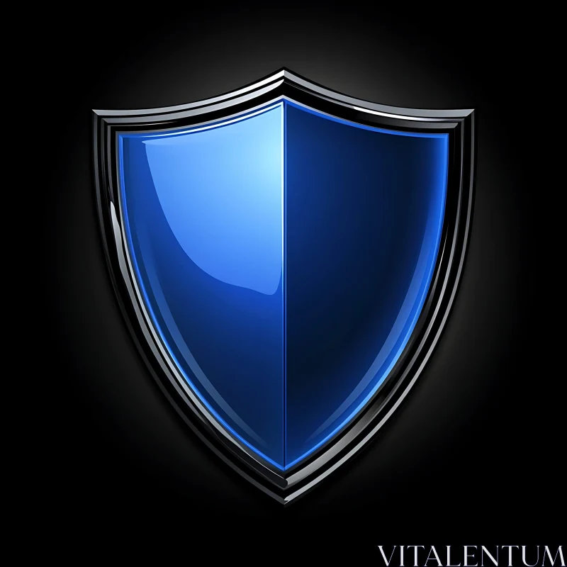 Protective Blue Shield with Metallic Border AI Image