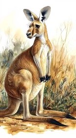 Kangaroo in Artistic Landscape