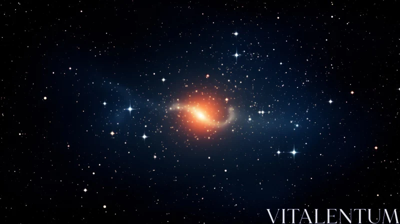 Stunning Red and Orange Galaxy in Space - Digitally Enhanced Artwork AI Image