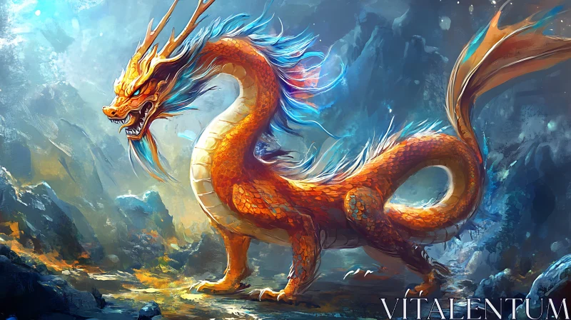 AI ART Fantasy Dragon in Mountainous Landscape