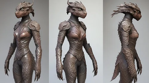 Scaled Warrior Woman Reptilian Character