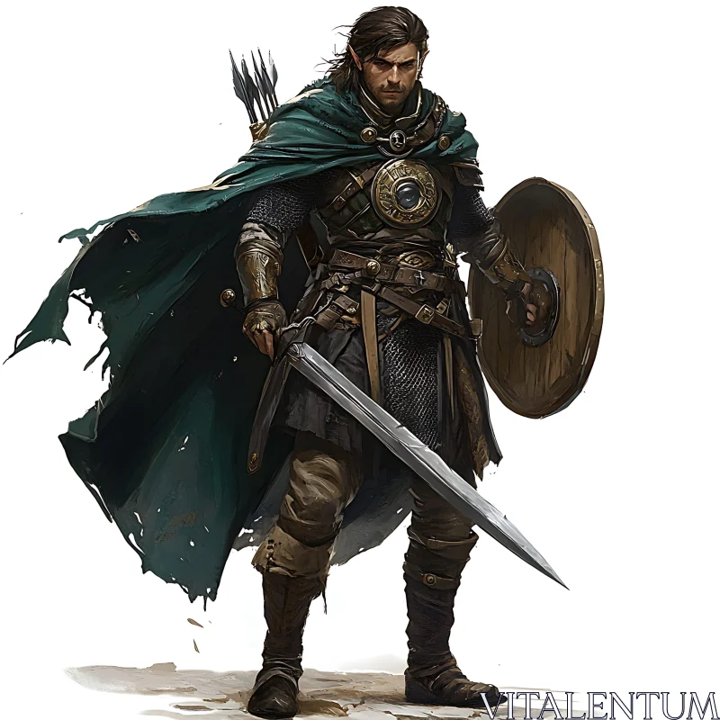 AI ART Brave Elf Warrior with Sword