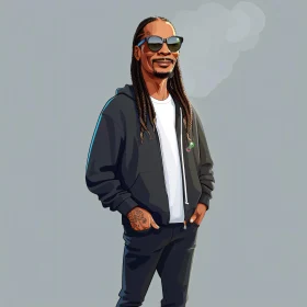 Cartoon Illustration of Snoop Dogg