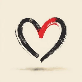 Stylized Heart Painting with Red Accent