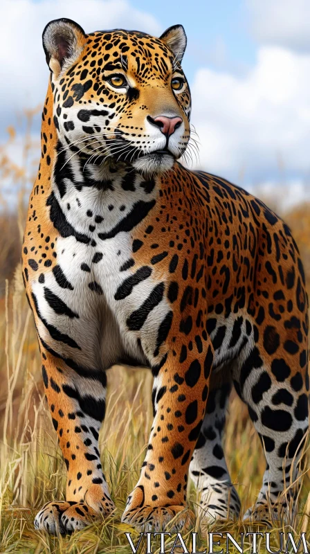 AI ART Wild Jaguar in Sunlit Savanna