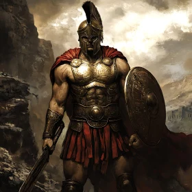 Spartan Warrior with Sword and Shield