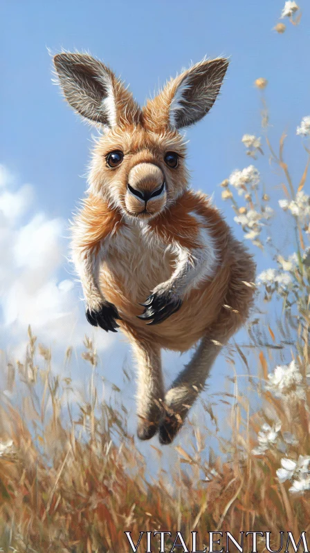 Kangaroo Jumping Through Nature AI Image