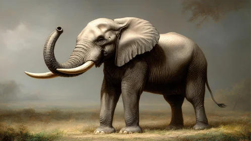 Elephant with Raised Trunk