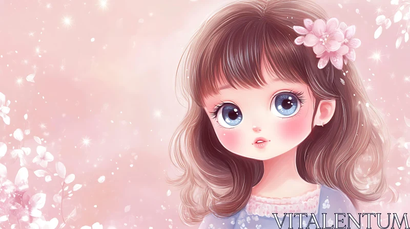 AI ART Anime Style Portrait of a Girl with Flower