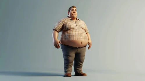 Cartoon Man in Casual Attire