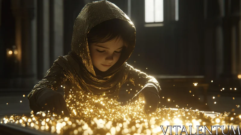 Child in Golden Light AI Image