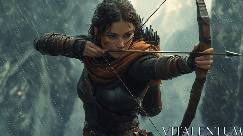 Female Archer with Bow and Arrow AI Image