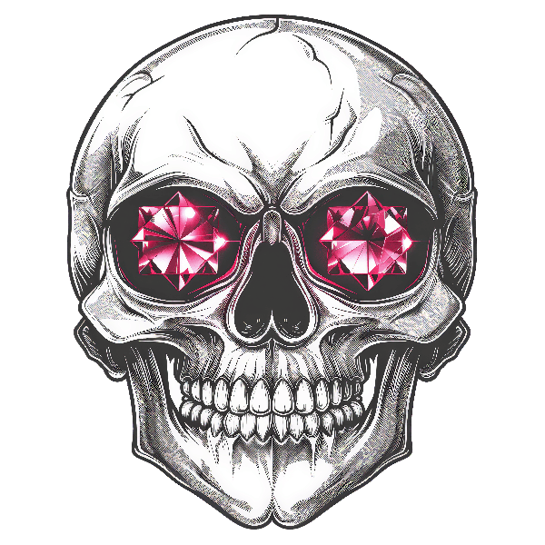 Skull with Pink Gems T-Shirt Art POD Design