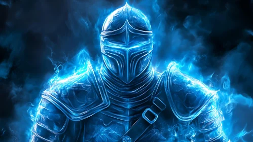 Blue Energy Armor Digital Illustration