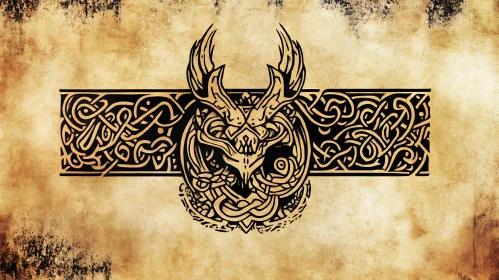 Golden Celtic Ornament on Textured Background