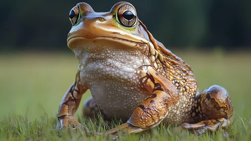 Frog Resting on Grass