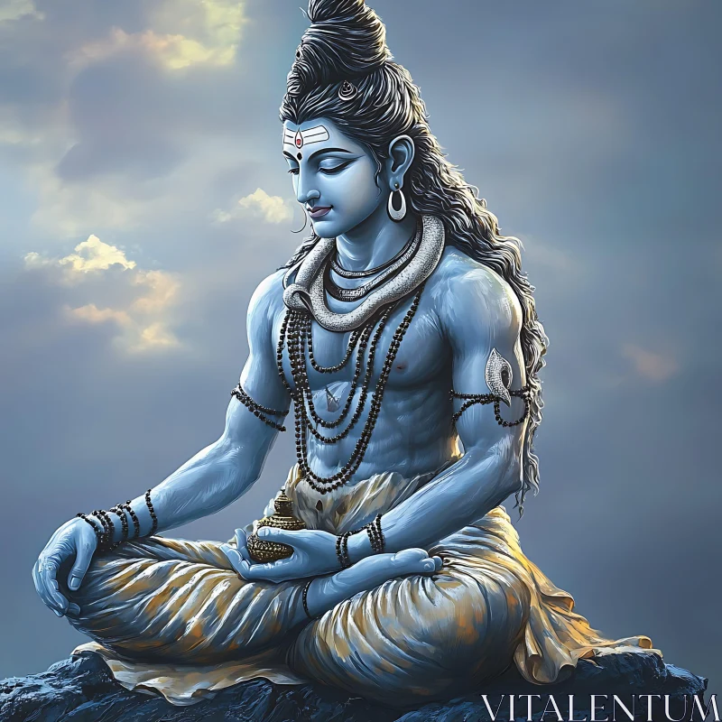 Serene Shiva in Contemplation Artwork AI Image