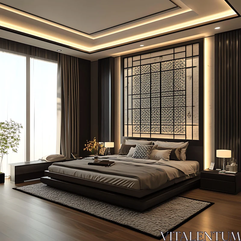 AI ART Stylish Bedroom with Elegant Decor and Natural Elements