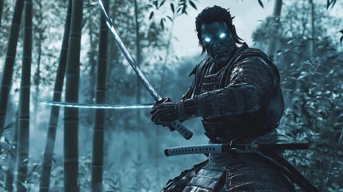 Glowing-Eyed Samurai with Katana