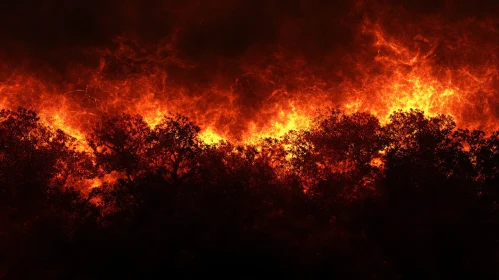 Raging Forest Fire with Intense Flames