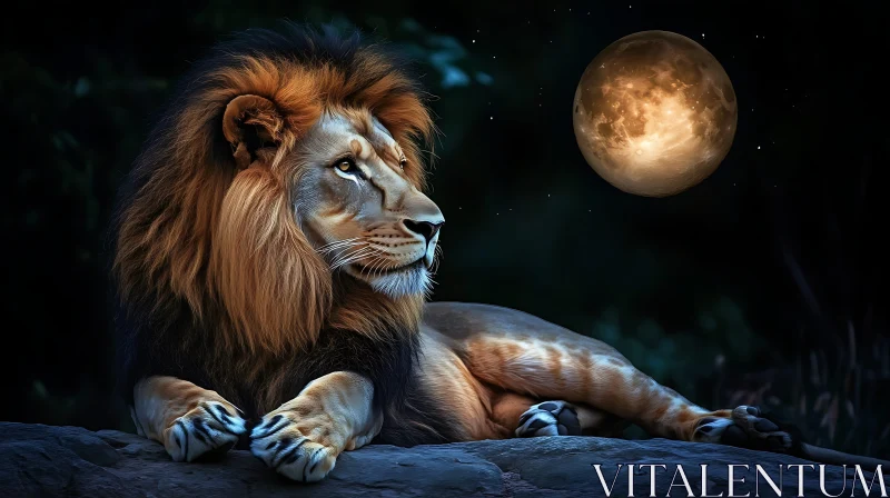 AI ART Majestic Lion at Night